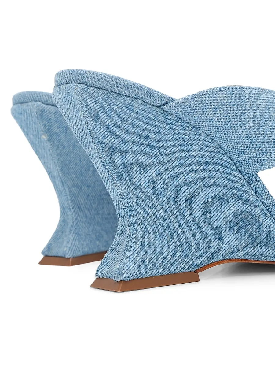 Schutz Women's Maya 90MM Denim Sandals | Thumbnail 5 Schutz Women's Maya 90MM Denim Sandals | Thumbnail 5