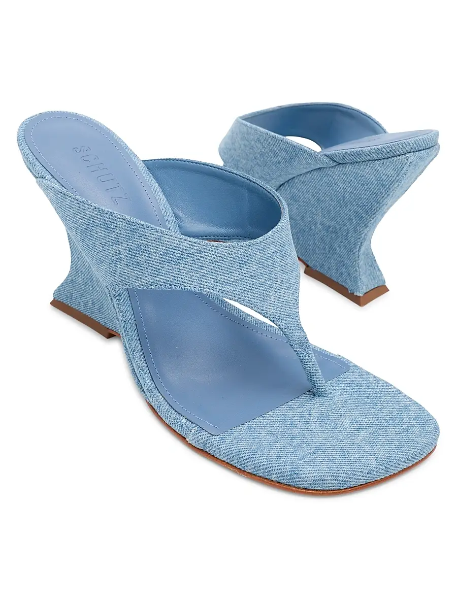 Schutz Women's Maya 90MM Denim Sandals | Thumbnail 6 Schutz Women's Maya 90MM Denim Sandals | Thumbnail 6