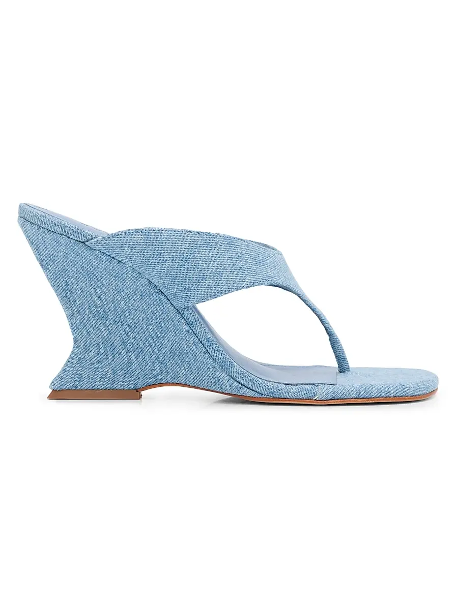 Schutz Women's Maya 90MM Denim Sandals - Light Denim - Size 9.5 | Image 1 Schutz Women's Maya 90MM Denim Sandals - Light Denim - Size 9.5 | Image 1