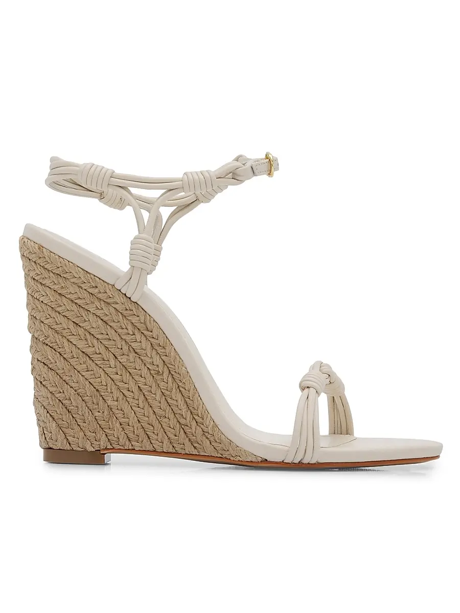 Schutz Women's Nara 100MM Leather Wedge Sandals - Sugar White | Image 1 Schutz Women's Nara 100MM Leather Wedge Sandals - Sugar White | Image 1