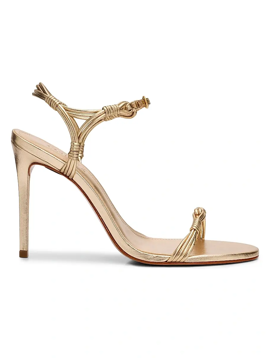 Schutz Women's Nara 100MM Strappy Leather Stiletto Sandals - Platina | Image 1 Schutz Women's Nara 100MM Strappy Leather Stiletto Sandals - Platina | Image 1