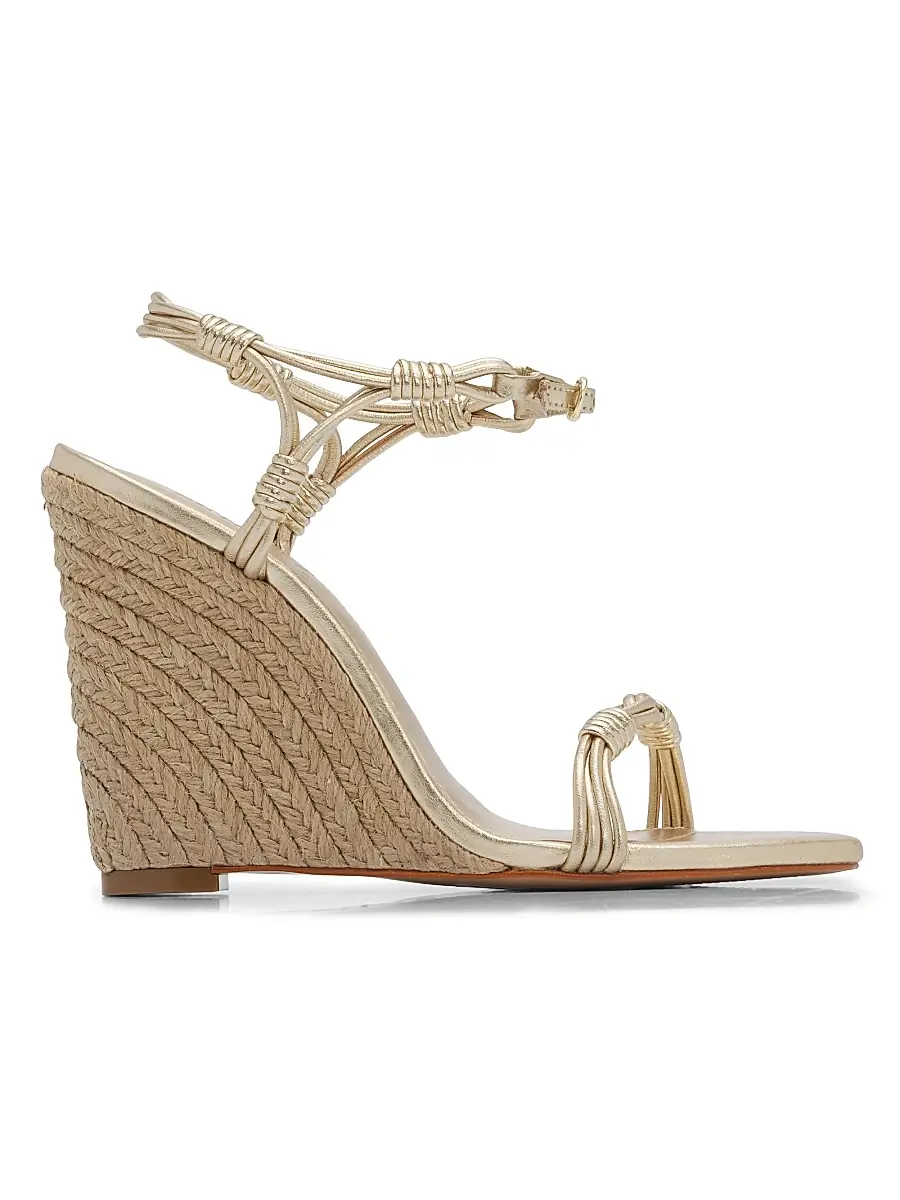 Schutz Women's Nara 100MM Wedge Sandals - Platina | Image 1 Schutz Women's Nara 100MM Wedge Sandals - Platina | Image 1
