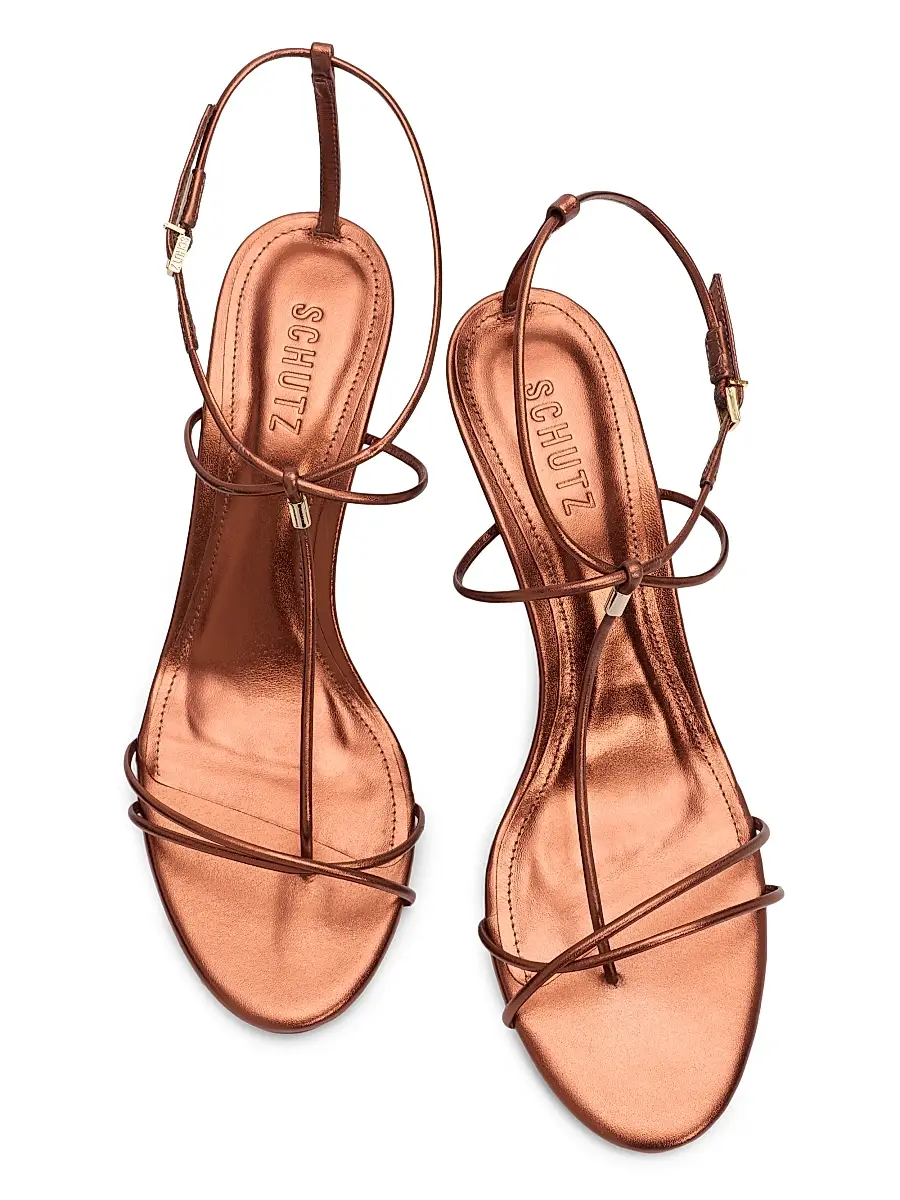 Schutz Women's Jules 90MM Metallic Leather Sandals | Thumbnail 4 Schutz Women's Jules 90MM Metallic Leather Sandals | Thumbnail 4