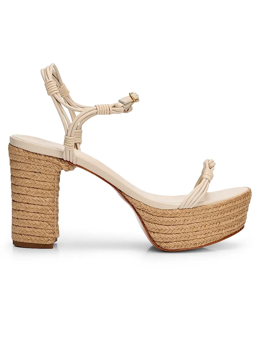 Schutz Women's Nara 100MM Leather Espadrille Platform Sandals - Sugar White Tonal | Image 1 Schutz Women's Nara 100MM Leather Espadrille Platform Sandals - Sugar White Tonal | Image 1