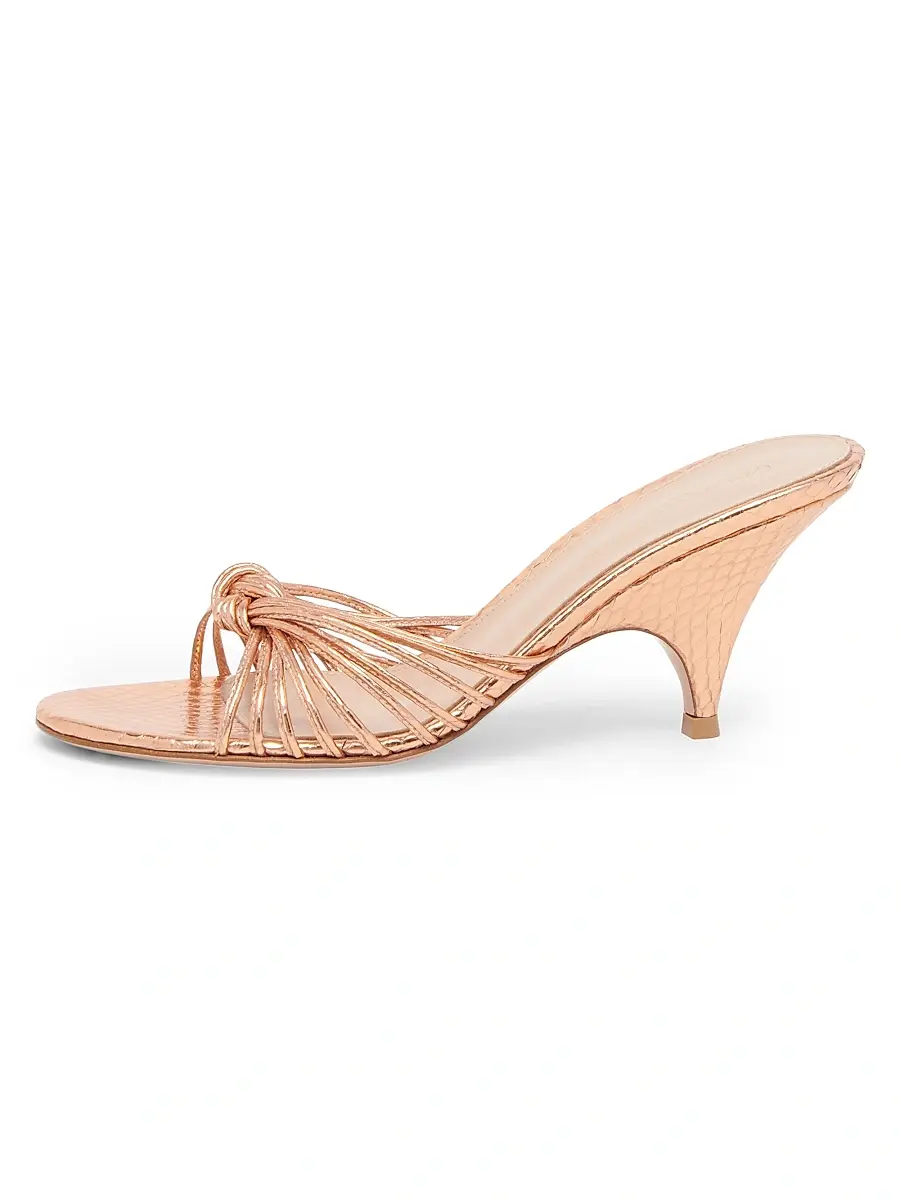 Gianvito Rossi Women's 0MM Knotted Snakeskin-Embossed Leather Sandals - Mekong | Image 1 Gianvito Rossi Women's 0MM Knotted Snakeskin-Embossed Leather Sandals - Mekong | Image 1