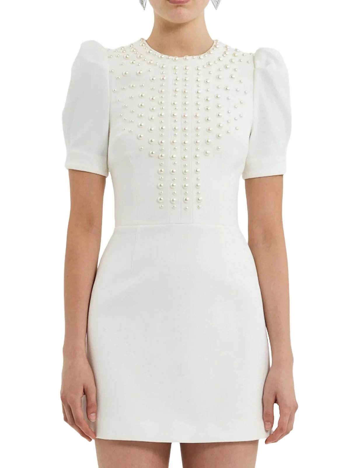 Women's Pearly Embellished Crepe Minidress