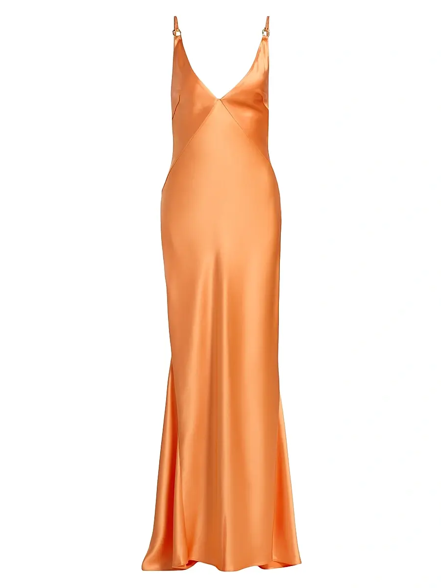 Acler Women's Utterby Satin Maxi Dress - Fanta | Image 1 Acler Women's Utterby Satin Maxi Dress - Fanta | Image 1