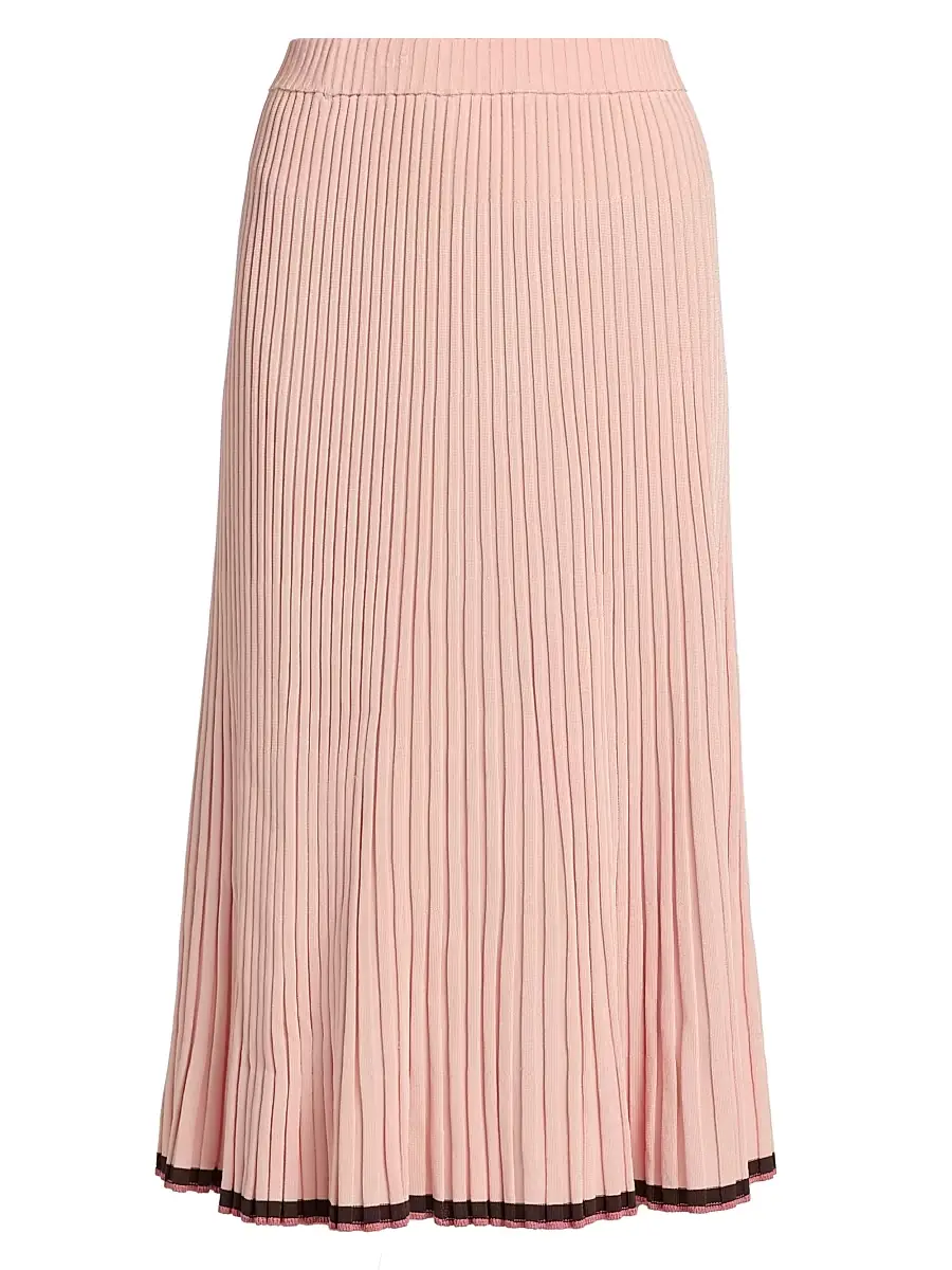 Zimmermann Women's Rib-Knit Midi-Skirt - Soft Pink Multi - Size 8 | Image 1 Zimmermann Women's Rib-Knit Midi-Skirt - Soft Pink Multi - Size 8 | Image 1