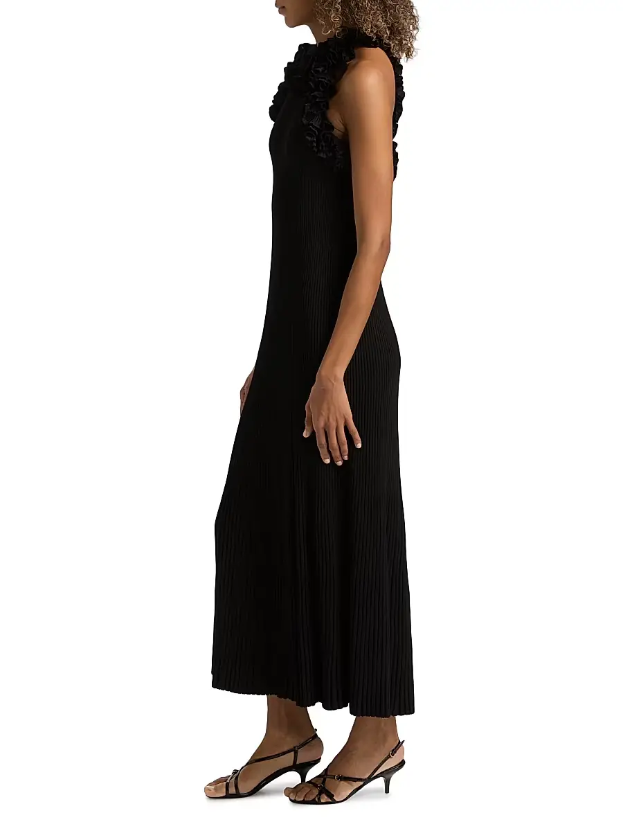 Zimmermann Women's Luna Ruffle Compact Rib-Knit Midi-Dress | Thumbnail 4