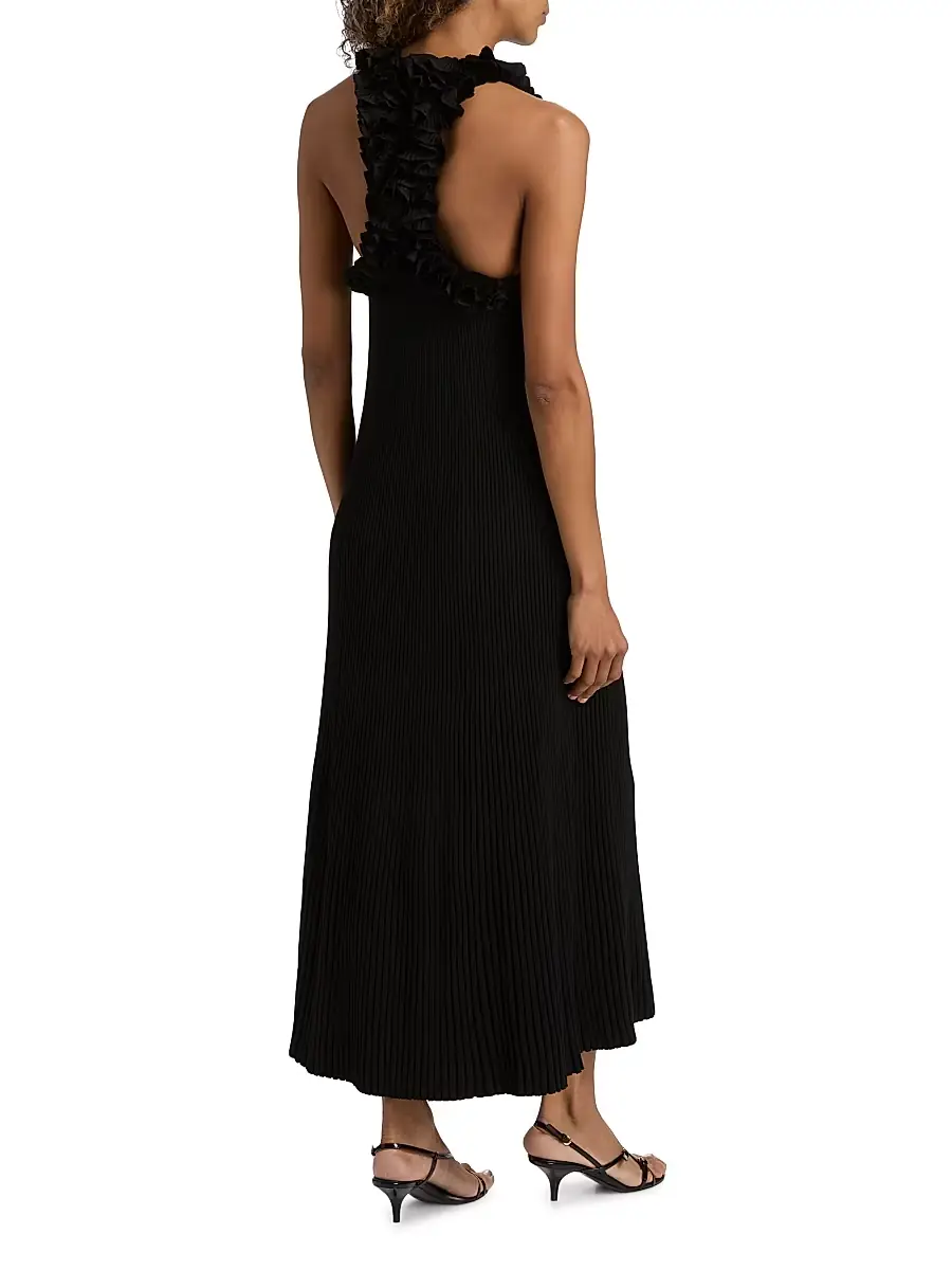 Zimmermann Women's Luna Ruffle Compact Rib-Knit Midi-Dress | Thumbnail 5