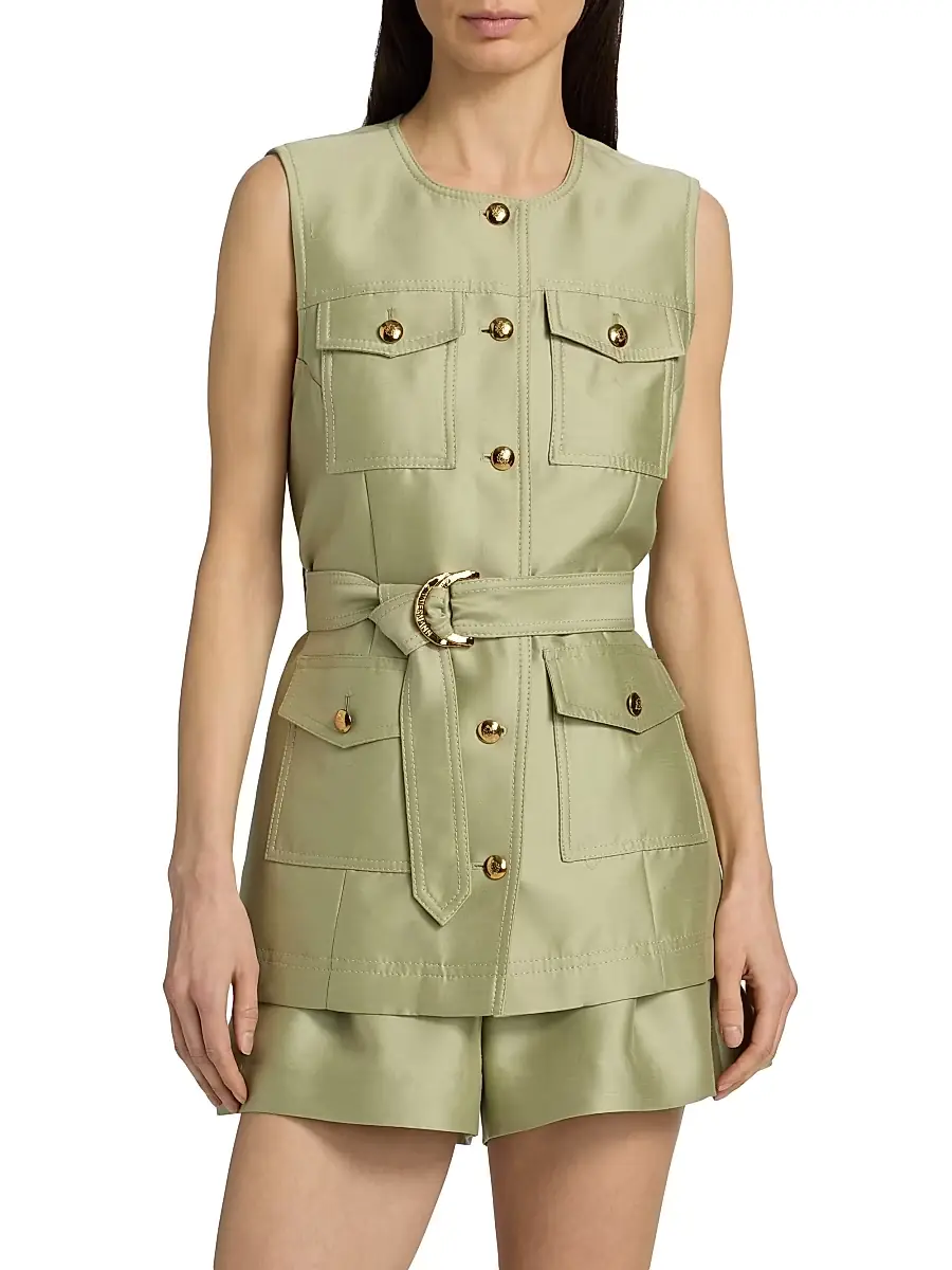 Zimmermann Women's Luna Tie-Waist Wool-Silk Utility Vest | Thumbnail 3 Zimmermann Women's Luna Tie-Waist Wool-Silk Utility Vest | Thumbnail 3