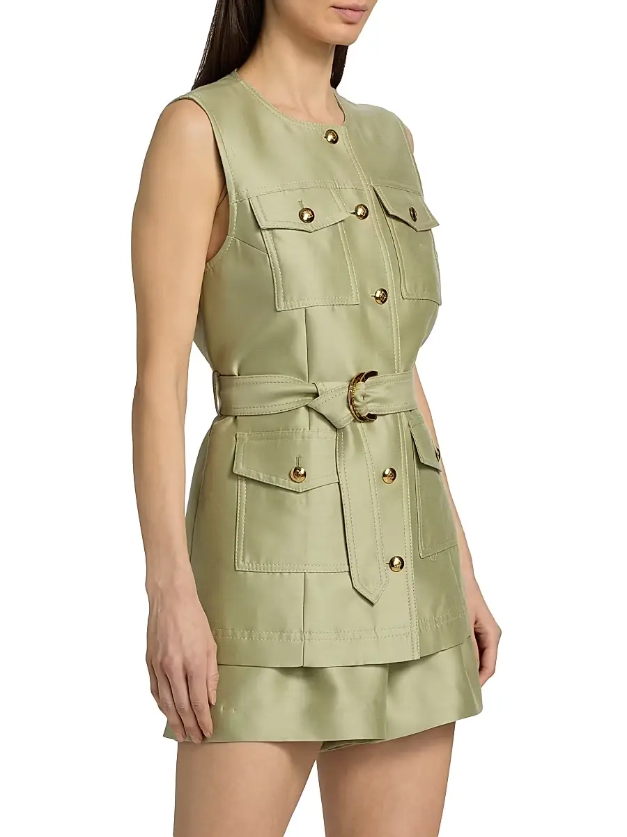 Zimmermann Women's Luna Tie-Waist Wool-Silk Utility Vest | Thumbnail 4 Zimmermann Women's Luna Tie-Waist Wool-Silk Utility Vest | Thumbnail 4
