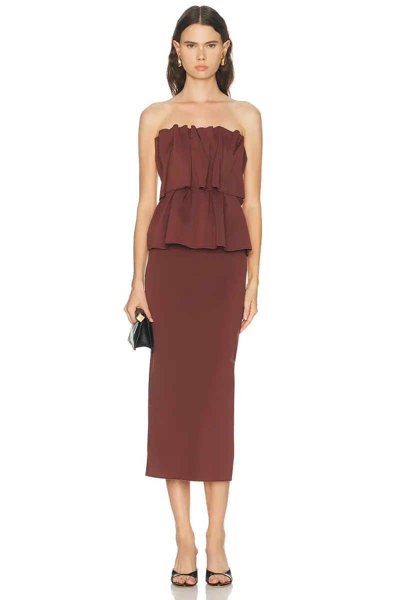 House of Dagmar Sculpted Midi Dress | Image 1 House of Dagmar Sculpted Midi Dress | Image 1