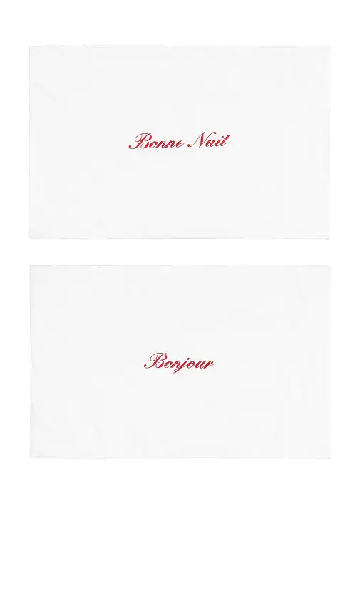 Abbode Bonjour & Bonne Nuit Pillowcase Set | Image 1 Abbode Bonjour & Bonne Nuit Pillowcase Set | Image 1