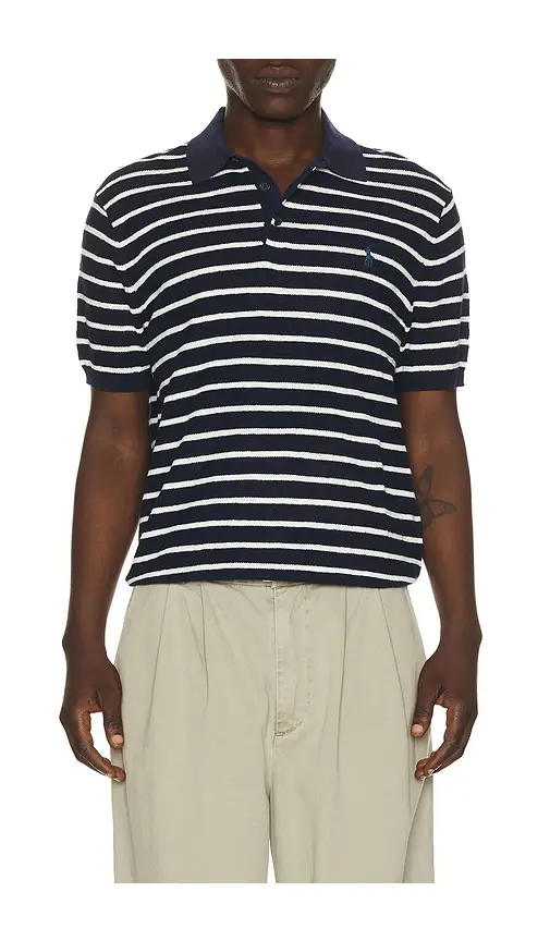 Polo Ralph Lauren Cotton Blend Textured 3 Button Placket Short Sleeve Polo Sweater | Image 1 Polo Ralph Lauren Cotton Blend Textured 3 Button Placket Short Sleeve Polo Sweater | Image 1