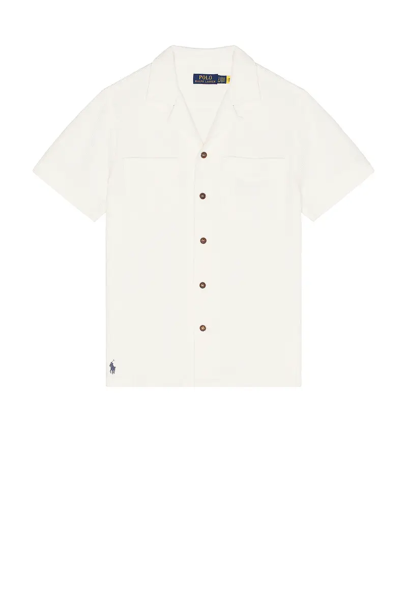 Polo Ralph Lauren Waffle Knit Cotton Linen Camp Shirt | Thumbnail 6