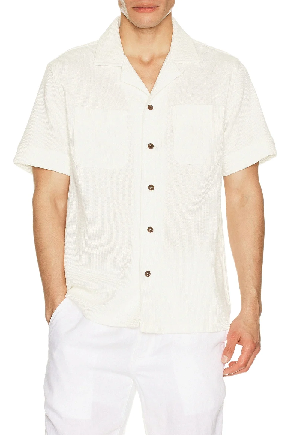 Polo Ralph Lauren Waffle Knit Cotton Linen Camp Shirt