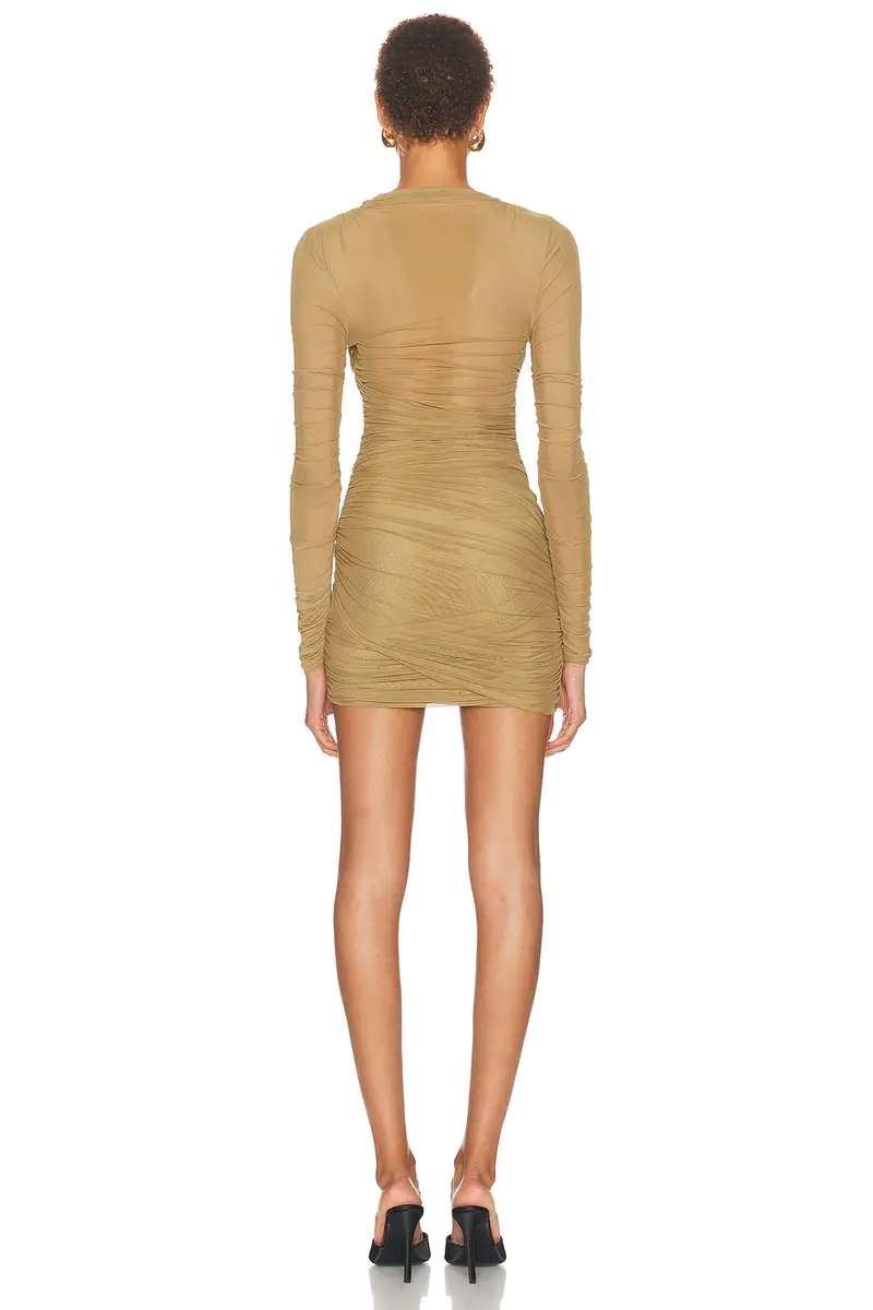 SEROYA Moxey Ruched Mesh Mini Dress | Thumbnail 3