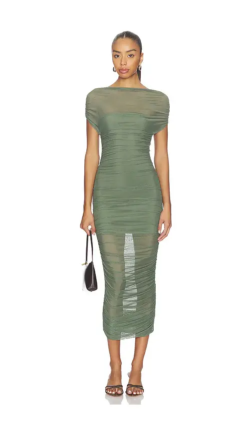 SEROYA Noel Off Shoulder Mesh Midi Dress | Image 1 SEROYA Noel Off Shoulder Mesh Midi Dress | Image 1