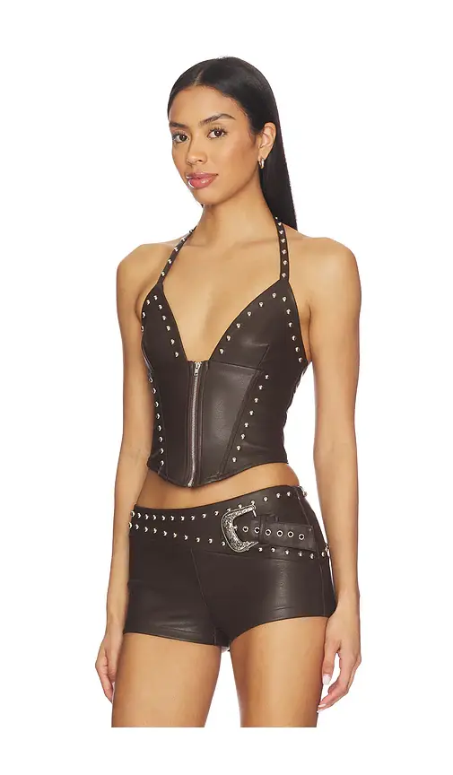 superdown Melisa Faux Leather Top | Thumbnail 2 superdown Melisa Faux Leather Top | Thumbnail 2