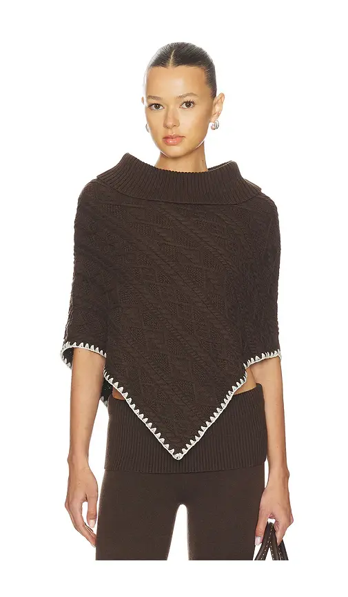Frankies Bikinis Windswept Cotton Knit Poncho | Image 1 Frankies Bikinis Windswept Cotton Knit Poncho | Image 1