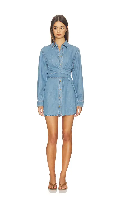GOOD AMERICAN Denim Wrap Shirt Dress