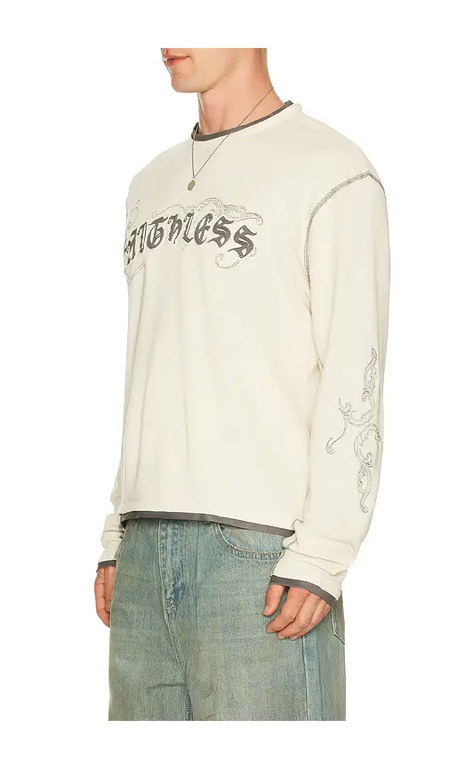 Jaded London Faithless Rib Cross Applique Long Sleeve Tee | Thumbnail 2