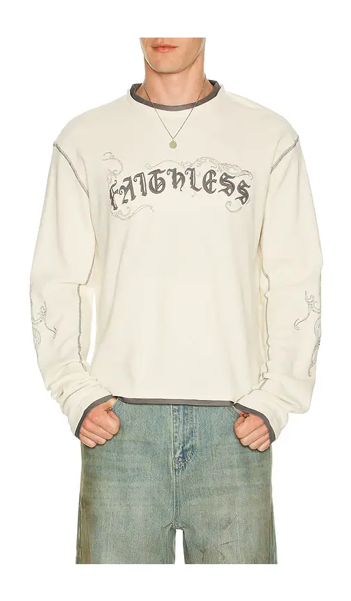 Jaded London Faithless Rib Cross Applique Long Sleeve Tee | Image 1 Jaded London Faithless Rib Cross Applique Long Sleeve Tee | Image 1
