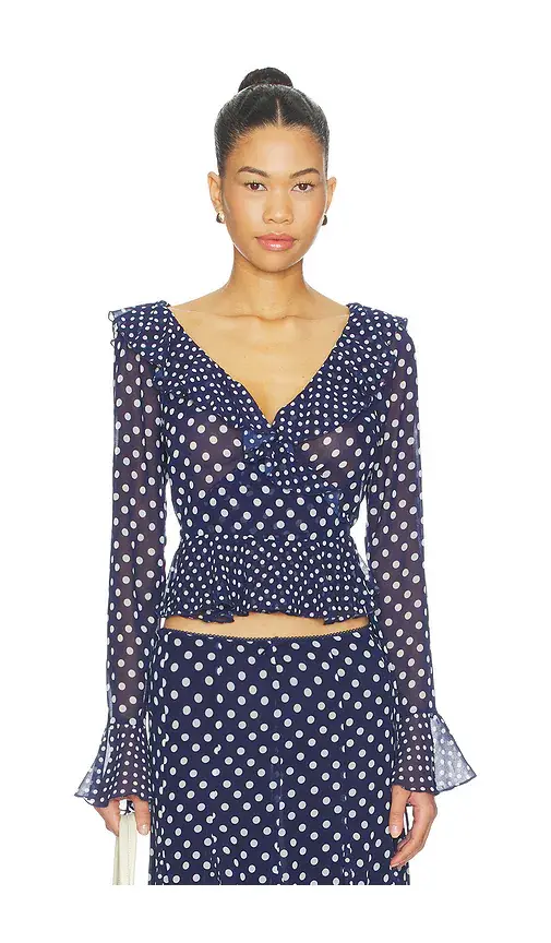 GUIZIO Mallorca Ruffle Wrap Top | Image 1 GUIZIO Mallorca Ruffle Wrap Top | Image 1