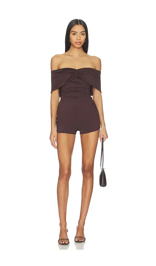superdown Cher Off Shoulder Romper | Image 1 superdown Cher Off Shoulder Romper | Image 1