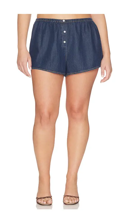 GOOD AMERICAN Denim Boxer Shorts | Thumbnail 2 GOOD AMERICAN Denim Boxer Shorts | Thumbnail 2