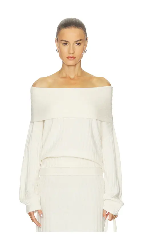 NAADAM Premium Cashmino Ribbed Draped Top | Image 1 NAADAM Premium Cashmino Ribbed Draped Top | Image 1