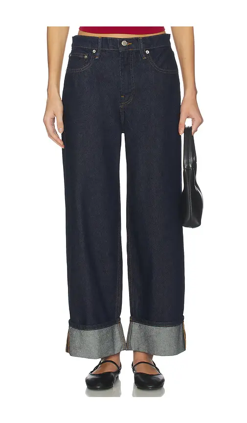 GOOD AMERICAN Good Standard Baggy Cuffed Jeans