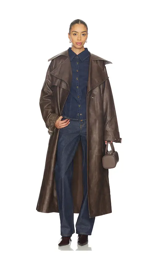 superdown Astra Faux Leather Trench | Image 1 superdown Astra Faux Leather Trench | Image 1