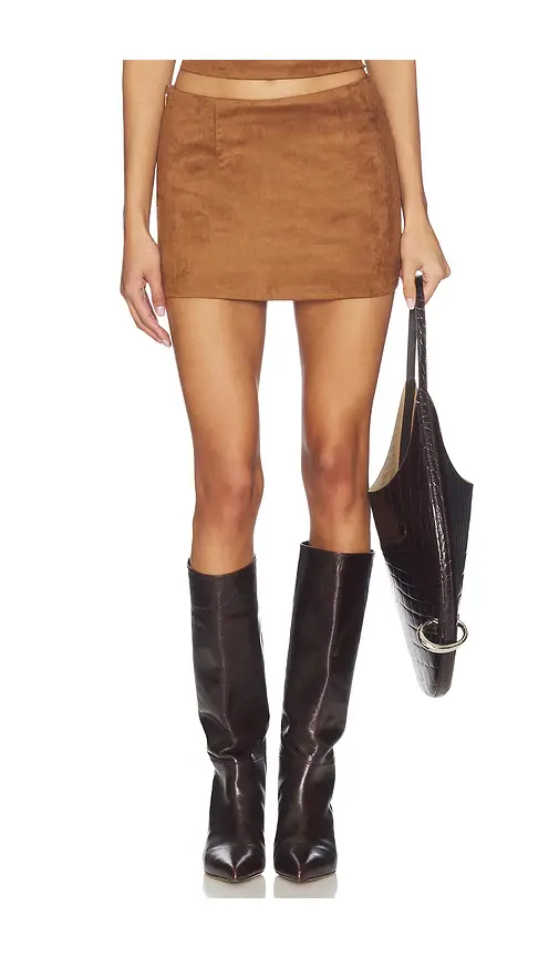 ALL THE WAYS Aiya Faux Suede Skirt | Image 1 ALL THE WAYS Aiya Faux Suede Skirt | Image 1