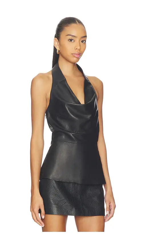Aexae Leather Cowl Neck Top | Thumbnail 2