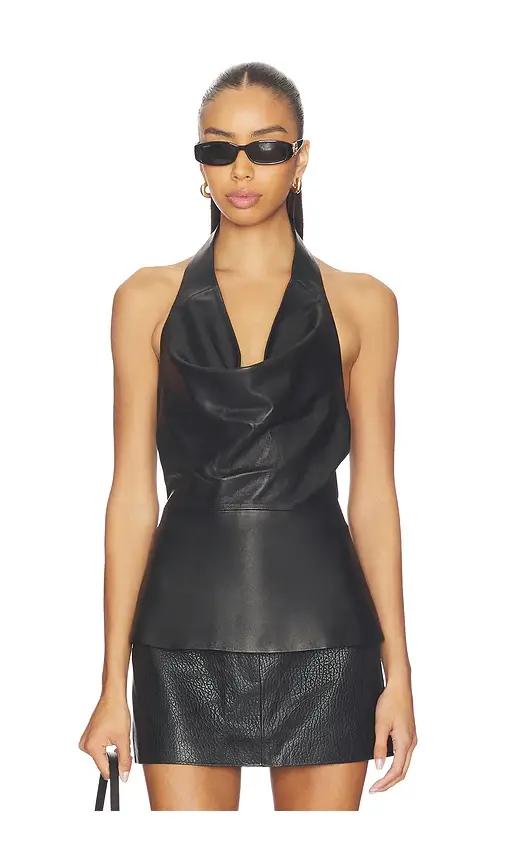 AEXAE Leather Cowl Neck Top | Image 1 AEXAE Leather Cowl Neck Top | Image 1