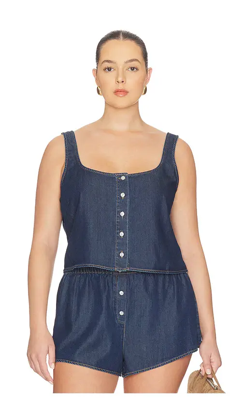 GOOD AMERICAN Denim Button Front Tank Top | Thumbnail 2 GOOD AMERICAN Denim Button Front Tank Top | Thumbnail 2