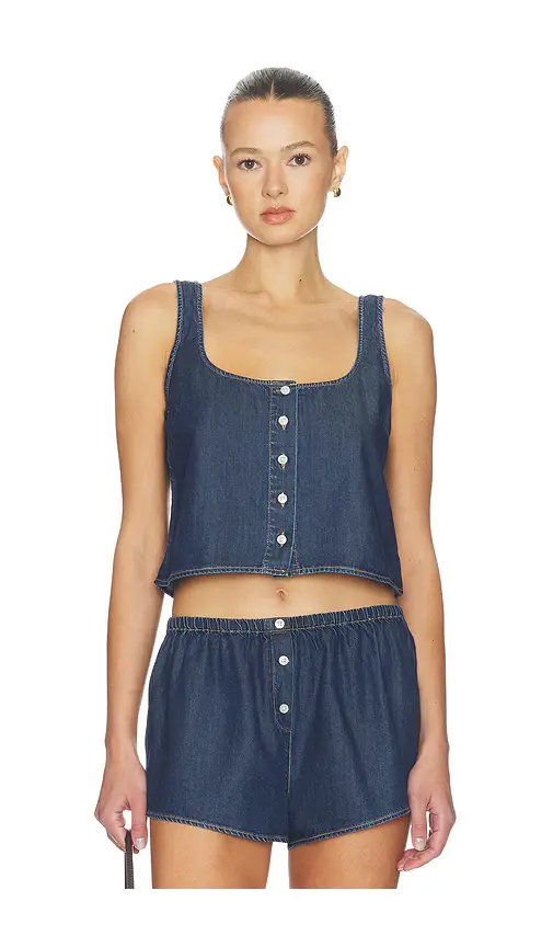 Good American Denim Button Front Tank Top | Image 1 Good American Denim Button Front Tank Top | Image 1
