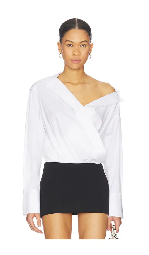 Good American Off-shoulder Poplin Bodysuit | Image 1 Good American Off-shoulder Poplin Bodysuit | Image 1