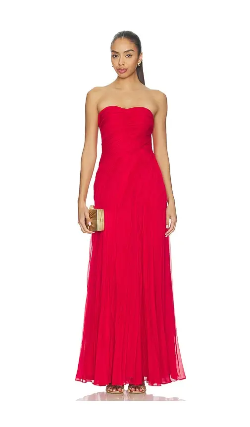 AMUR Elea Asymmetrical Pleated Gown | Image 1 AMUR Elea Asymmetrical Pleated Gown | Image 1