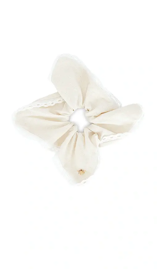 Lele Sadoughi Eyelet Trim Linen Square Scrunchie
