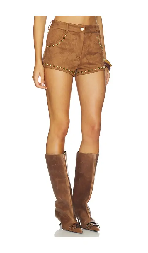 MORE TO COME Leanan Studded Faux Suede Short | Thumbnail 2 MORE TO COME Leanan Studded Faux Suede Short | Thumbnail 2