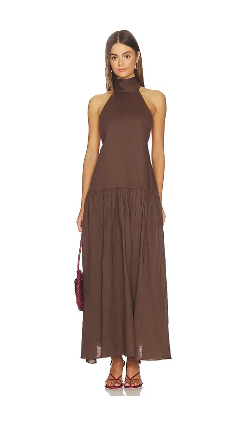 Aexae Linen Halter Drop Waist Maxi Dress | Thumbnail 2 Aexae Linen Halter Drop Waist Maxi Dress | Thumbnail 2