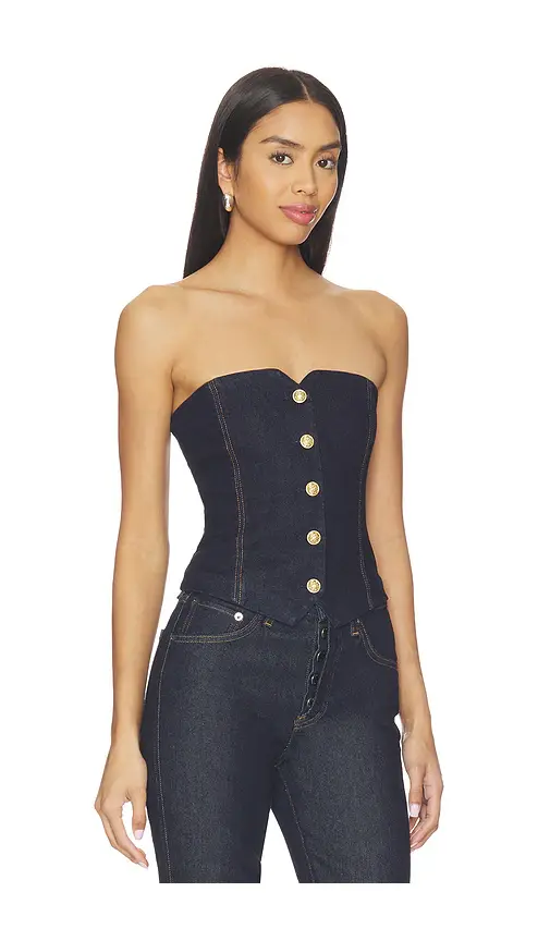 Alice + Olivia Alice + Olivia Kelcey Denim Strapless Vest Top | Thumbnail 2