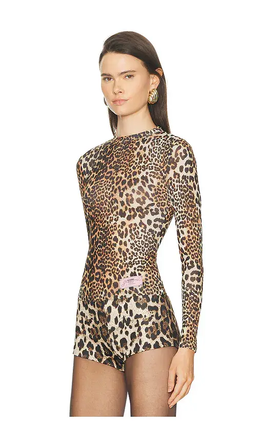 Ganni Printed Marl Mesh Top | Thumbnail 2 Ganni Printed Marl Mesh Top | Thumbnail 2