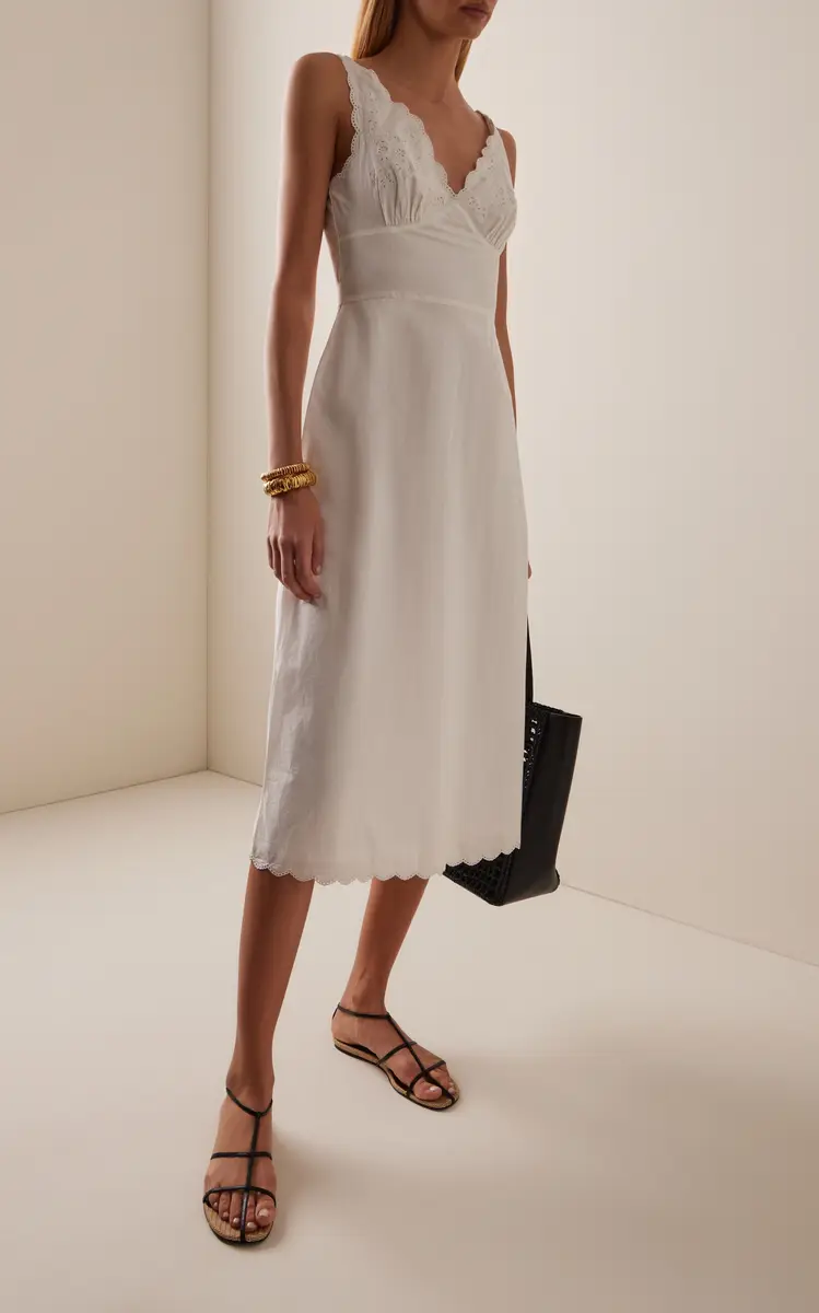 Posse Exclusive Lois Broderie Anglaise Cotton Midi Dress | Thumbnail 2