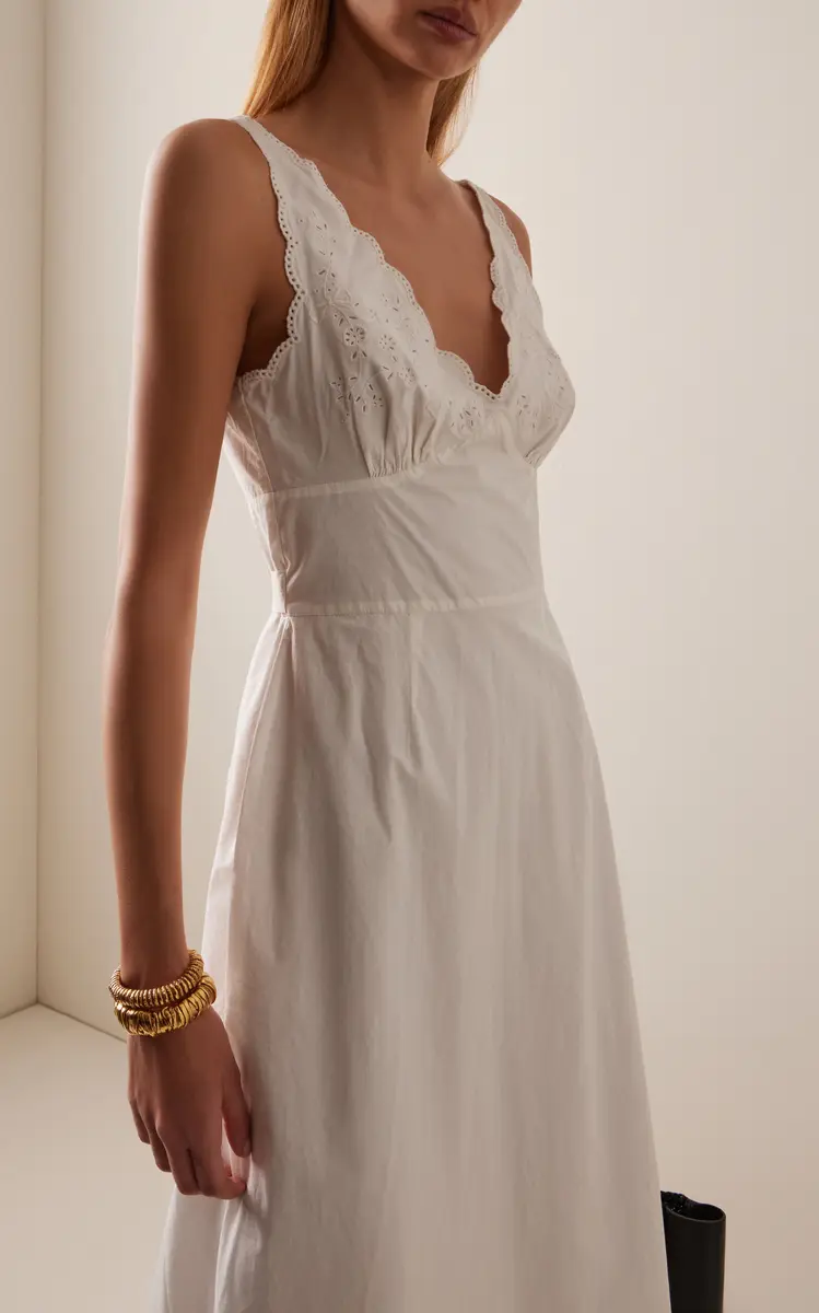 Posse Exclusive Lois Broderie Anglaise Cotton Midi Dress | Thumbnail 3