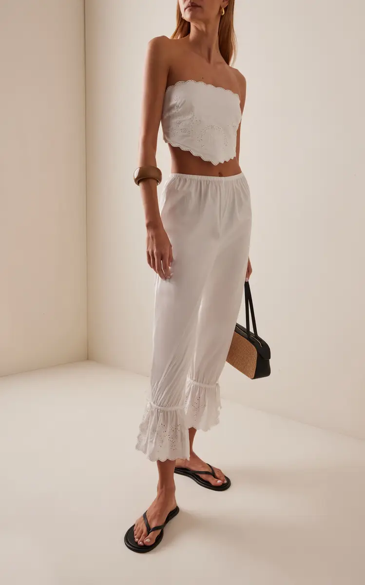 Posse Exclusive Lois Broderie Anglaise Cotton Tie Top | Thumbnail 3