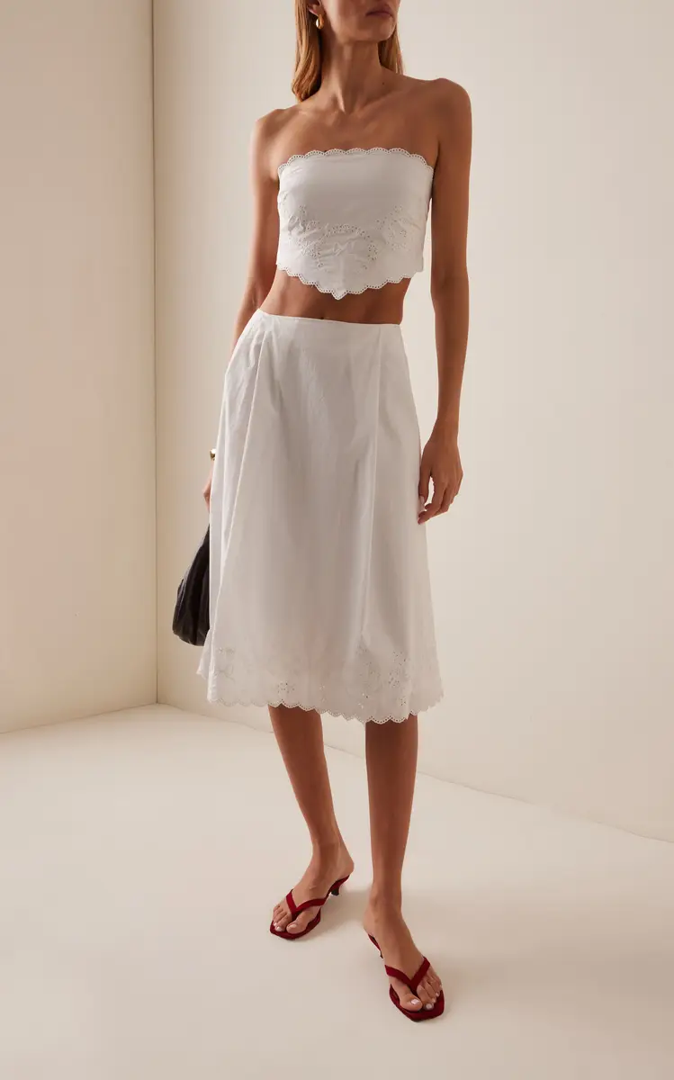 Posse Exclusive Lois Broderie Anglaise Cotton Midi Skirt | Thumbnail 2